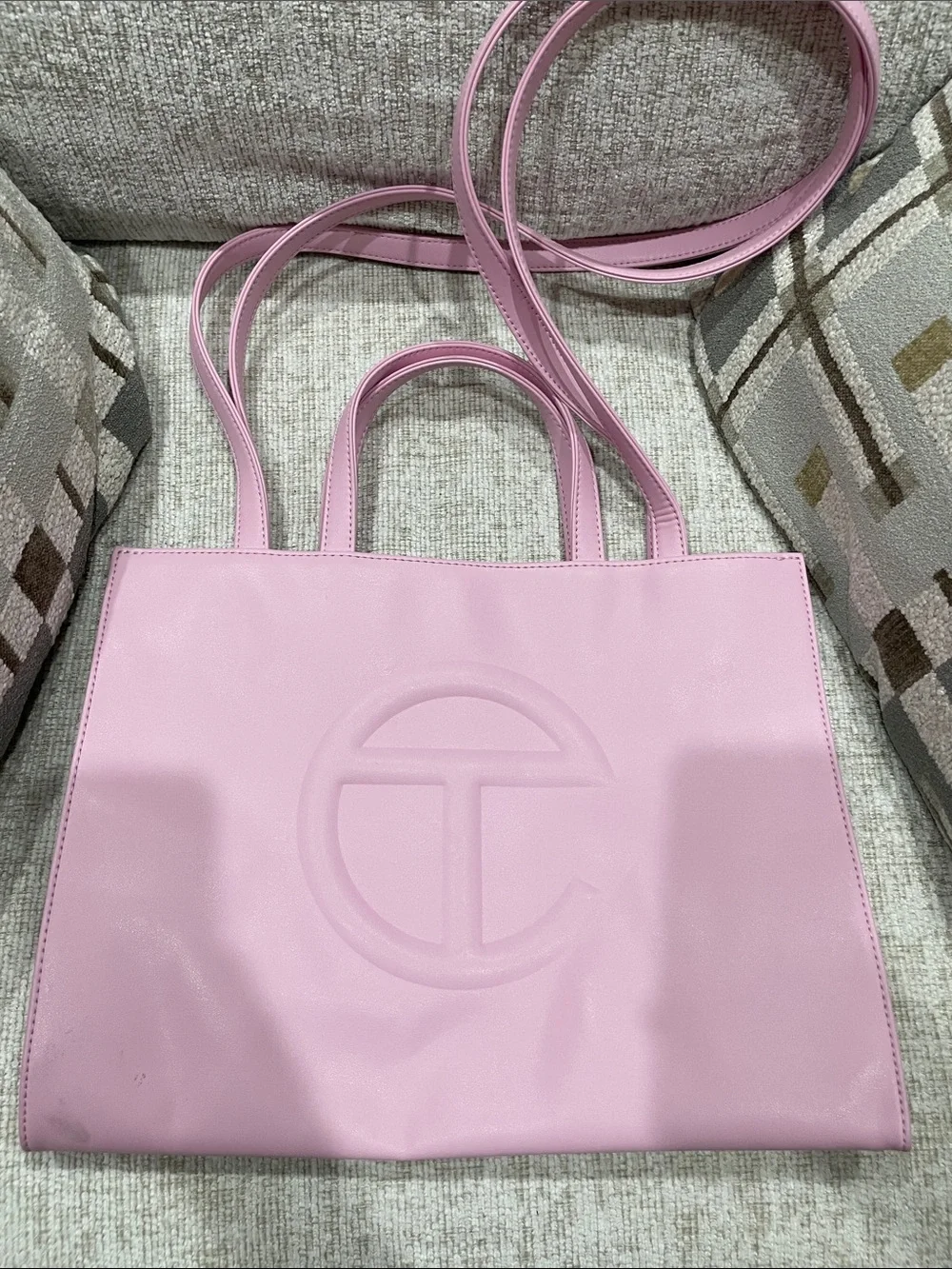 Telfar Bubblegum Pink Shopper Tote with Embossed Logo